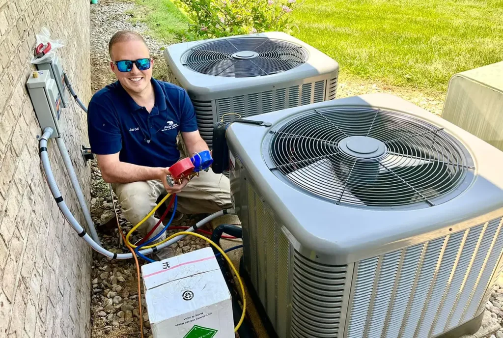 Owner of Polar Aire working on a Air conditioner repair job collinsville illinois